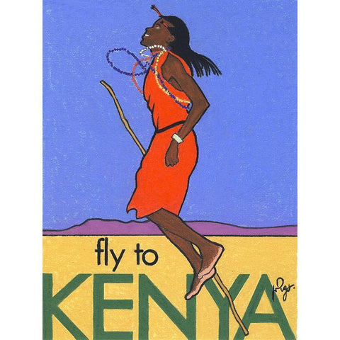 Fly to Kenya White Modern Wood Framed Art Print by Got, Jean Pierre