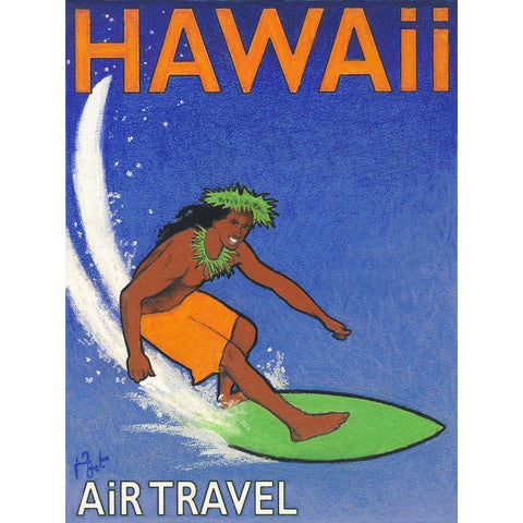 Hawaii Air Travel Gold Ornate Wood Framed Art Print with Double Matting by Got, Jean Pierre