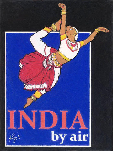 India by Air White Modern Wood Framed Art Print with Double Matting by Got, Jean Pierre