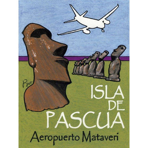 Isla de Pascua Black Modern Wood Framed Art Print with Double Matting by Got, Jean Pierre