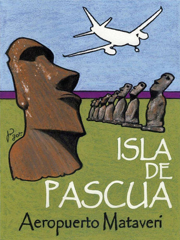 Isla de Pascua White Modern Wood Framed Art Print with Double Matting by Got, Jean Pierre