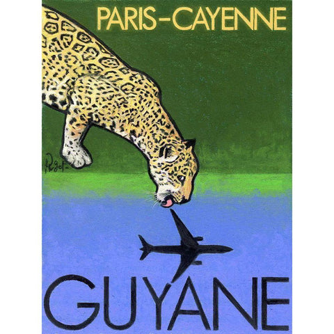 Paris-Cayenne Guyane Gold Ornate Wood Framed Art Print with Double Matting by Got, Jean Pierre