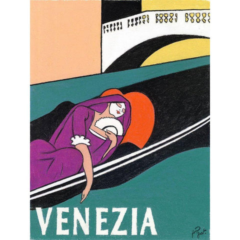 Venezia White Modern Wood Framed Art Print by Got, Jean Pierre