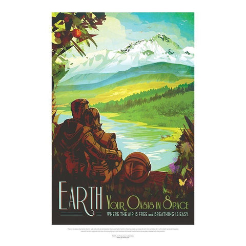 Earth- Your Oasis In Space Black Modern Wood Framed Art Print with Double Matting by JPL