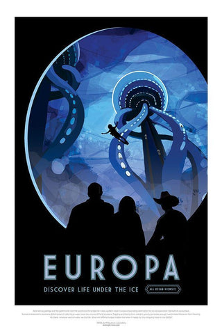 Europa-Discover Life Under The Black Ornate Wood Framed Art Print with Double Matting by JPL