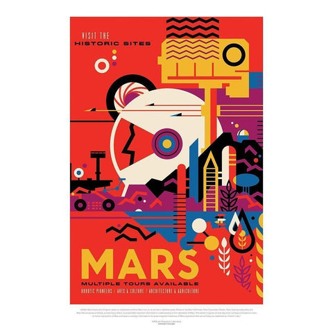 Mars Black Modern Wood Framed Art Print with Double Matting by JPL