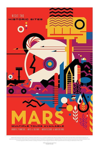 Mars White Modern Wood Framed Art Print with Double Matting by JPL