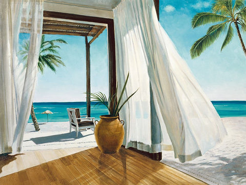 Sea Breeze I White Modern Wood Framed Art Print with Double Matting by Reed, Jacob