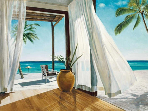 Sea Breeze I White Modern Wood Framed Art Print with Double Matting by Reed, Jacob