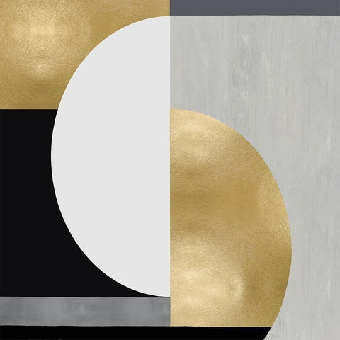 Balanced in Gold I Black Modern Wood Framed Art Print with Double Matting by Thompson, Justin