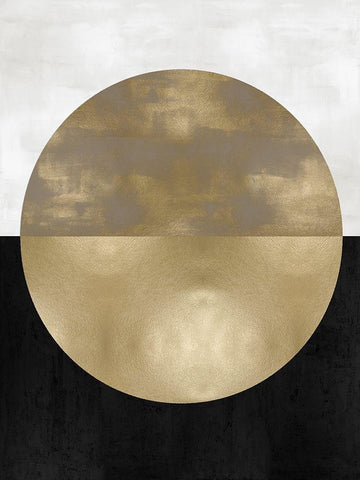 Gold Sphere White Modern Wood Framed Art Print with Double Matting by Thompson, Justin