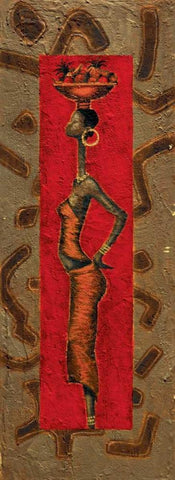 African Lady II Black Ornate Wood Framed Art Print with Double Matting by Kamba