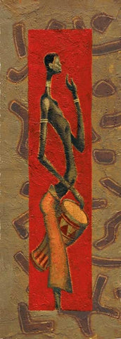 African Drummer II Black Ornate Wood Framed Art Print with Double Matting by Kamba