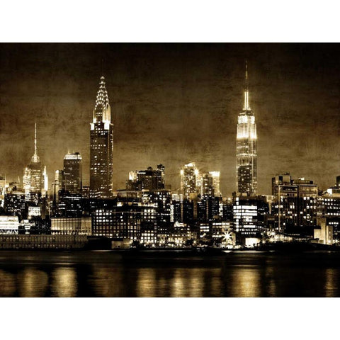 NYC in Sepia White Modern Wood Framed Art Print by Carrigan, Kate