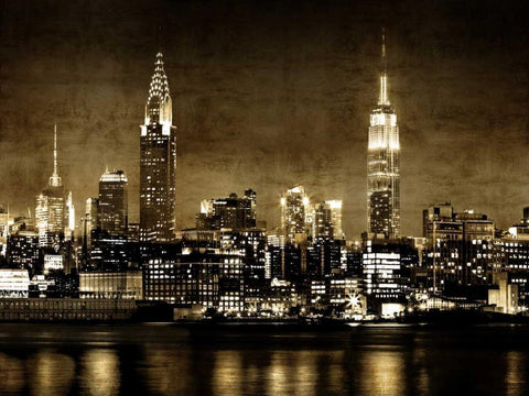 NYC in Sepia White Modern Wood Framed Art Print with Double Matting by Carrigan, Kate