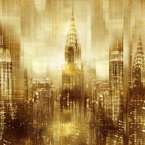 NYC - Reflections in Gold I Black Modern Wood Framed Art Print with Double Matting by Carrigan, Kate