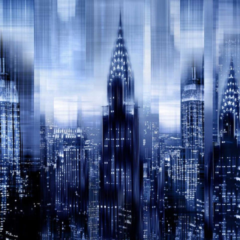 NYC - Reflections in Blue I Black Modern Wood Framed Art Print by Carrigan, Kate