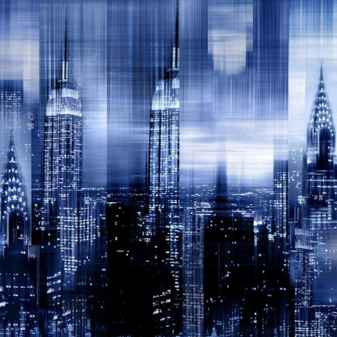 NYC - Reflections in Blue II White Modern Wood Framed Art Print with Double Matting by Carrigan, Kate