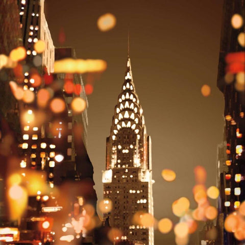 City Lights-New York Gold Ornate Wood Framed Art Print with Double Matting by Carrigan, Kate