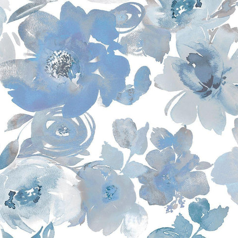 Springtime Blue and Silver I Black Modern Wood Framed Art Print by Morris, Kelsey