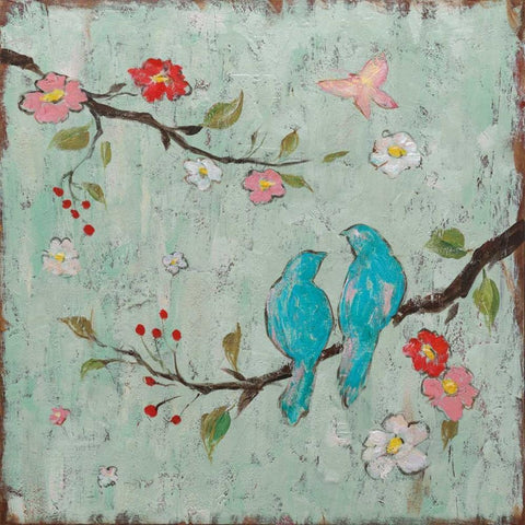 Love Birds I White Modern Wood Framed Art Print with Double Matting by Frances, Katy