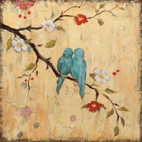Love Birds II Gold Ornate Wood Framed Art Print with Double Matting by Frances, Katy