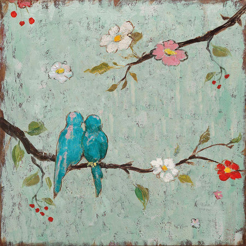 Love Birds IV Black Modern Wood Framed Art Print with Double Matting by Frances, Katy