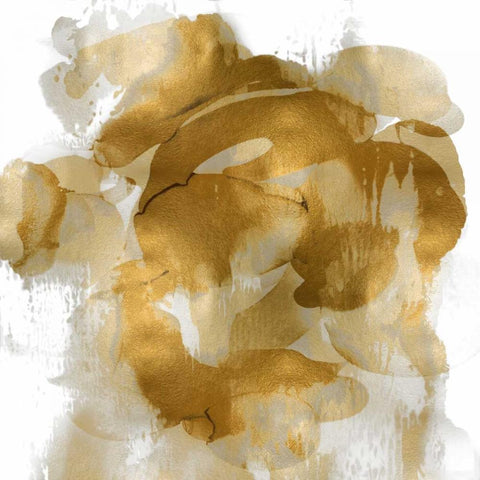 Gold Flow II White Modern Wood Framed Art Print with Double Matting by Jett, Kristina