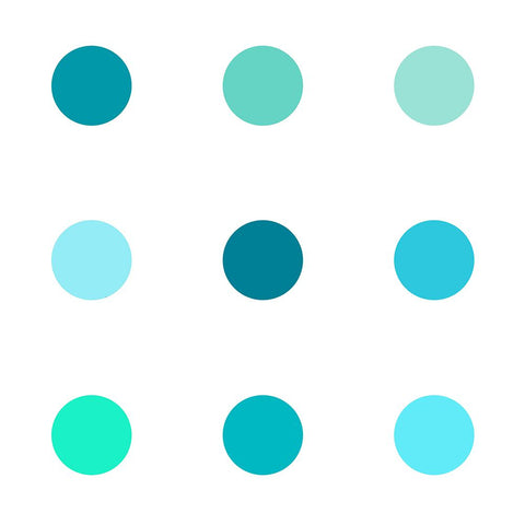 Circle Three Blue Green White Modern Wood Framed Art Print with Double Matting by Langdon, Karl