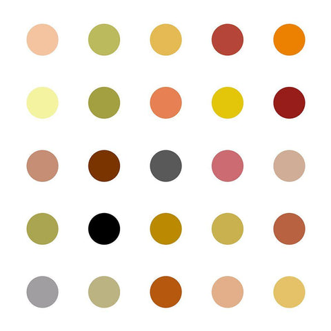 Circle Five Earth Tones White Modern Wood Framed Art Print by Langdon, Karl