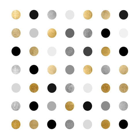 Circle Seven Gold Silver White Modern Wood Framed Art Print by Langdon, Karl