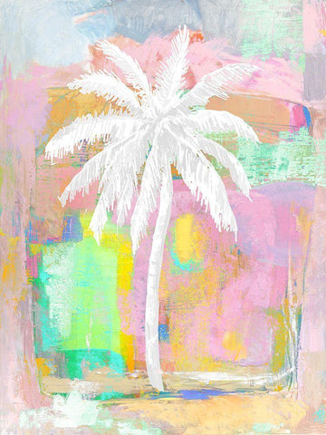 Abstract Pastel Palm White Modern Wood Framed Art Print with Double Matting by Blake, Madeline