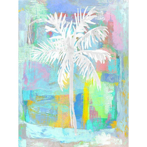 Abstract Palm Aqua Black Modern Wood Framed Art Print with Double Matting by Blake, Madeline