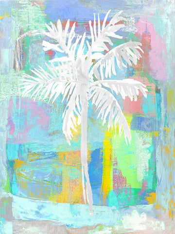 Abstract Palm Aqua White Modern Wood Framed Art Print with Double Matting by Blake, Madeline