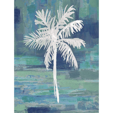 Abstract Palm Blue I Black Modern Wood Framed Art Print with Double Matting by Blake, Madeline