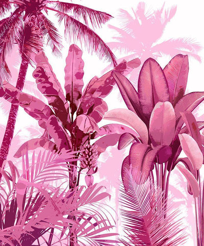 Palm Forest Pink I White Modern Wood Framed Art Print with Double Matting by Blake, Madeline