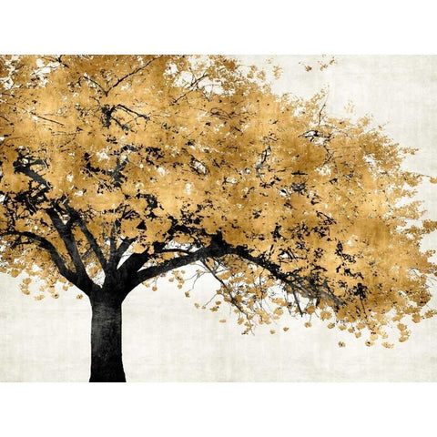 Golden Blossoms White Modern Wood Framed Art Print by Bennett, Kate