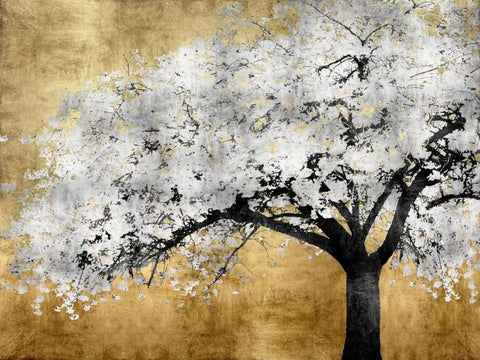 Silver Blossoms Black Ornate Wood Framed Art Print with Double Matting by Bennett, Kate