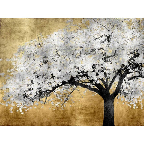 Silver Blossoms Black Modern Wood Framed Art Print with Double Matting by Bennett, Kate
