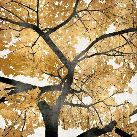 Golden Leaves Gold Ornate Wood Framed Art Print with Double Matting by Bennett, Kate