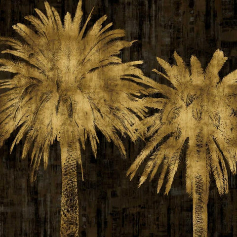 Palms In Gold II Black Modern Wood Framed Art Print with Double Matting by Bennett, Kate