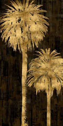 Golden Palms Panel I Black Ornate Wood Framed Art Print with Double Matting by Bennett, Kate