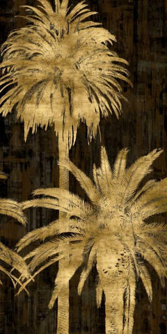 Golden Palms Panel II Black Ornate Wood Framed Art Print with Double Matting by Bennett, Kate