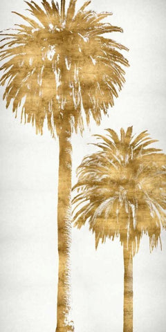 Golden Palms Panel III White Modern Wood Framed Art Print with Double Matting by Bennett, Kate