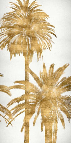 Golden Palms Panel IV White Modern Wood Framed Art Print with Double Matting by Bennett, Kate