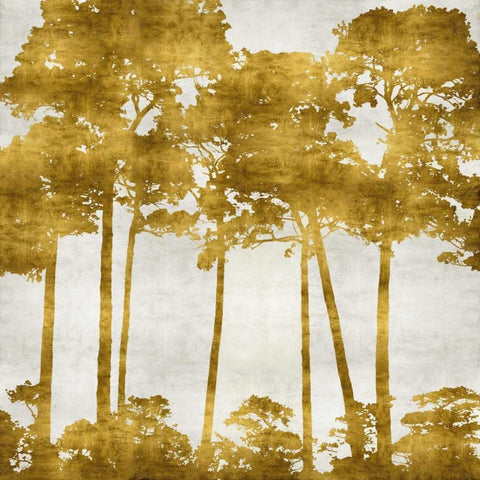 Tree Lined In Gold II Gold Ornate Wood Framed Art Print with Double Matting by Bennett, Kate