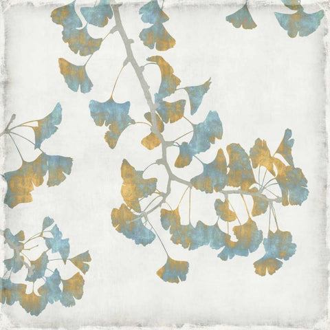 Ginko Branches I White Modern Wood Framed Art Print with Double Matting by Bennett, Kate