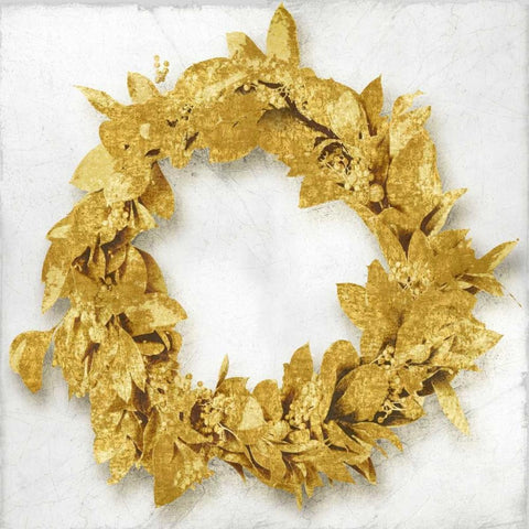 Golden Wreath I White Modern Wood Framed Art Print with Double Matting by Bennett, Kate