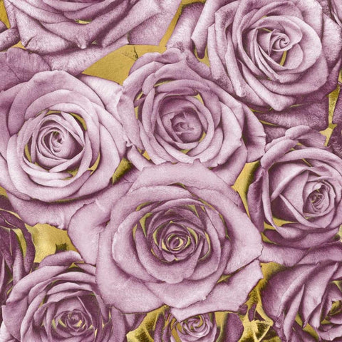 Roses - Amethyst on Gold Gold Ornate Wood Framed Art Print with Double Matting by Bennett, Kate