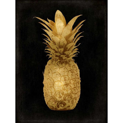 Gold Pineapple on Black I Gold Ornate Wood Framed Art Print with Double Matting by Bennett, Kate